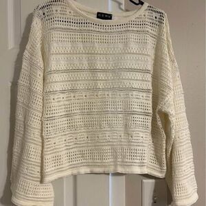 NWT CENY Cream Crochet Knit Sweater Size XL